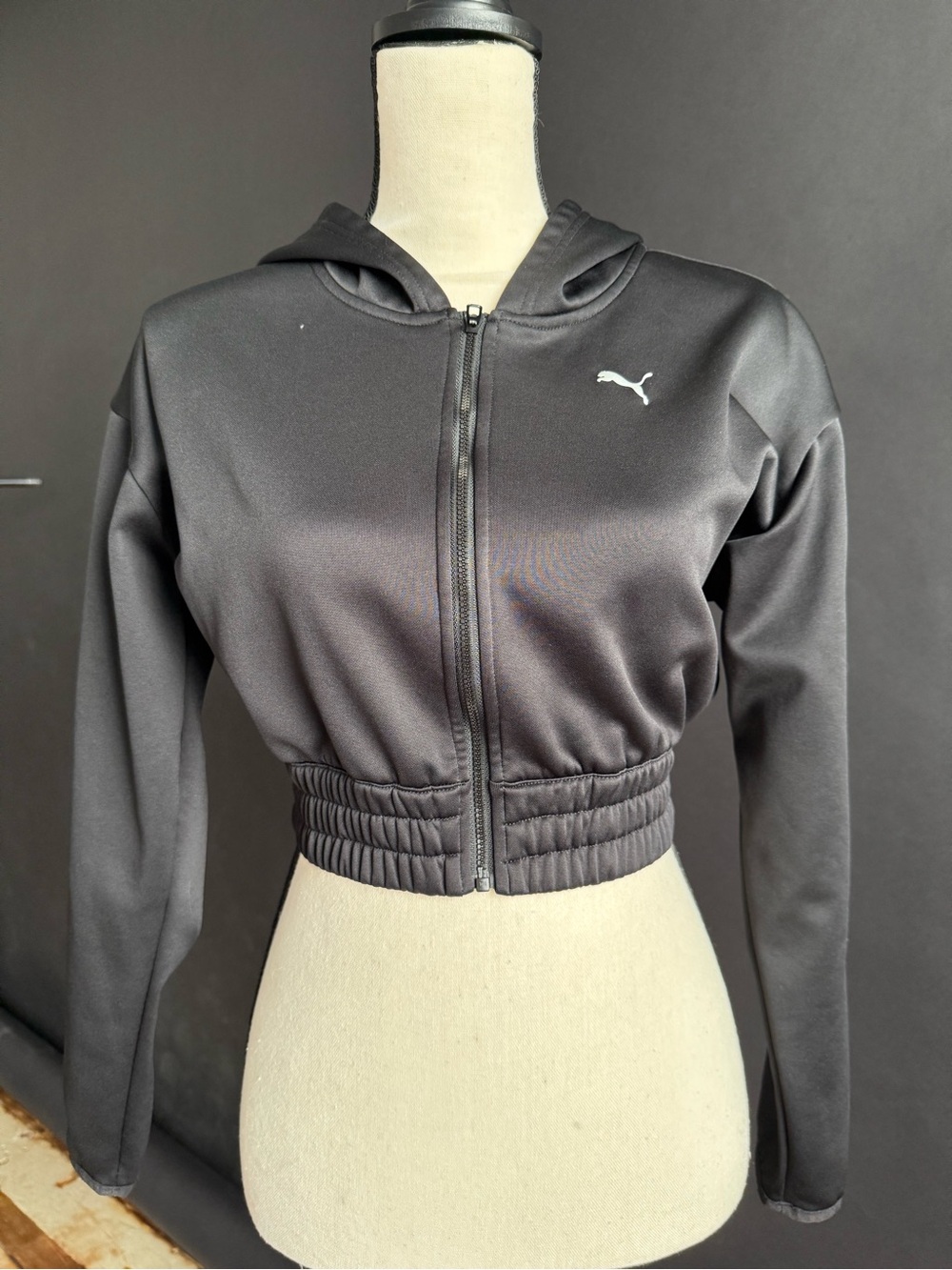 Puma Black Cropped Hooded Bomber Jacket